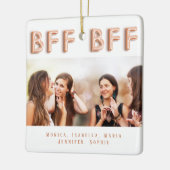 Friends forever白いバラの金ゴールド写真の名前 セラミックオーナメント (左)