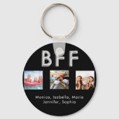Friends forever BFF写真の名前ブラックシルバー キーホルダー (正面)