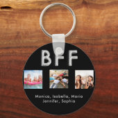 Friends forever BFF写真の名前ブラックシルバー キーホルダー (正面)