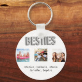 Friends forever BFF写真の名前ホワイトシルバー キーホルダー (正面)