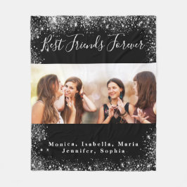 Friends forever black silverグリッター写真 フリースブランケット