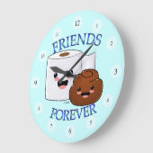 Friends Forever Happy Poo and TP Clock ラージ壁時計 (傾斜)