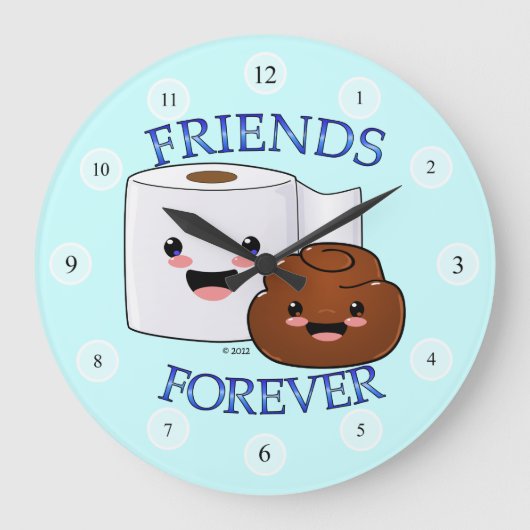 Friends Forever Happy Poo and TP Clock ラージ壁時計 (正面)