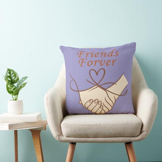 Friends Forever Heartline Art Throw Pillow クッション (椅子)