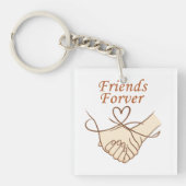 Friends Forever Holding Hands Square Keychain キーホルダー (正面)