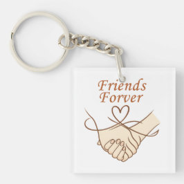 Friends Forever Holding Hands Square Keychain キーホルダー