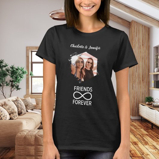 Friends forever infinity photo names black tシャツ