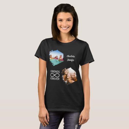 Friends forever infinity photo names black tシャツ (正面フル)