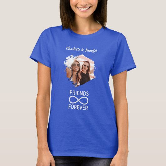 Friends forever infinity photo names blue tシャツ (正面)