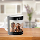Friends forever names black photo コーヒーマグカップ<br><div class="desc">A gift for your best friend(s) for birthday favor,  Christmas or a special event. White text: Best Friends Forever,  written with a trendy hand lettered style script. Personalize and use your own photo and names. A chic black background.</div>