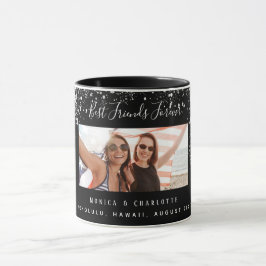 Friends forever photo black silverグリッター名 マグカップ