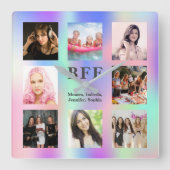 Friends forever photo collage bff rainbow スクエア壁時計 (正面)