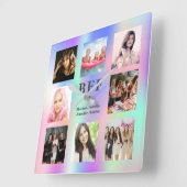 Friends forever photo collage bff rainbow スクエア壁時計 (傾斜)