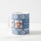 Friends forever photo collage blue denim lace コーヒーマグカップ (正面左)