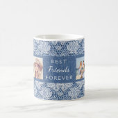Friends forever photo collage blue denim lace コーヒーマグカップ (中央)