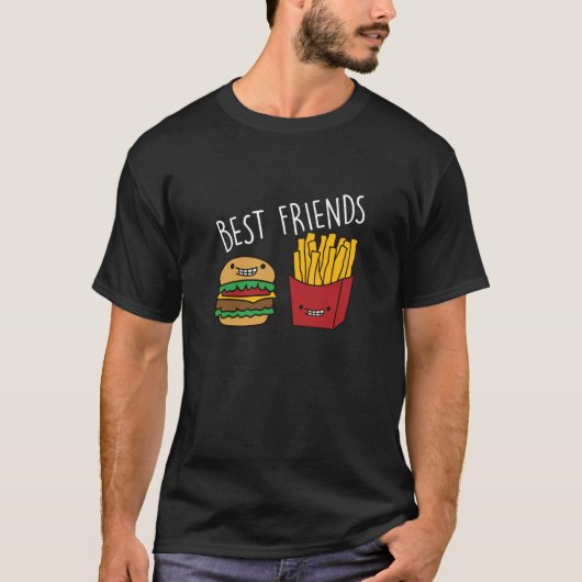 Friends Fries Cheeseburger Fast Food Burger Tシャツ (正面)