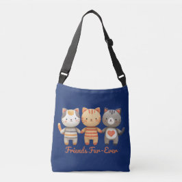 Friends Fur-Ever かわいい猫のトートバッグ クロスボディバッグ