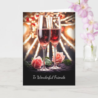 Friends Happy Wedding Anniversary Pink Champagne カード