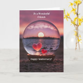 Friends Happy Wedding Anniversary with Hearts カード (黄色い花)