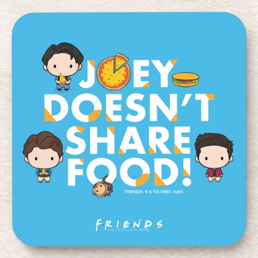 FRIENDS™ | Joeyは食べ物を共有しない チビキャラ コースター (正面)
