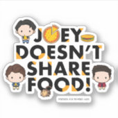 FRIENDS™ | Joeyは食べ物を共有しない チビキャラ シール (正面)