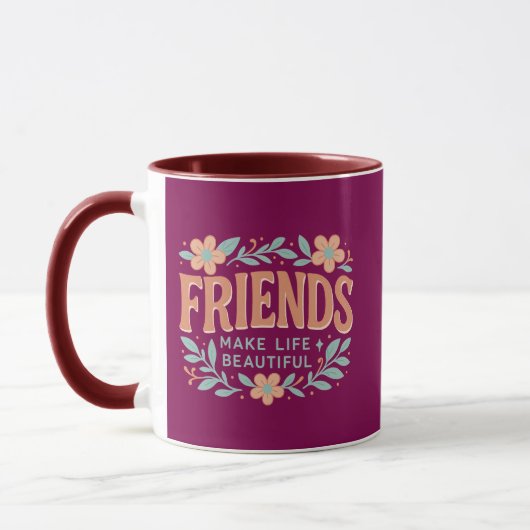 Friends Make Life Beautiful Combo Mug – Floral  マグカップ (左)