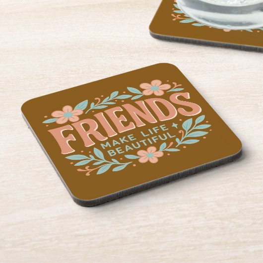 Friends Make Life Beautiful Floral Coaster Set 6 コースター (左側)