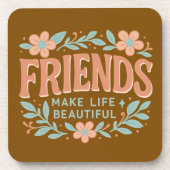 Friends Make Life Beautiful Floral Coaster Set 6 コースター (正面)