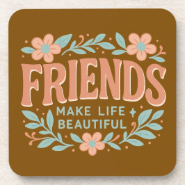 Friends Make Life Beautiful Floral Coaster Set 6 コースター