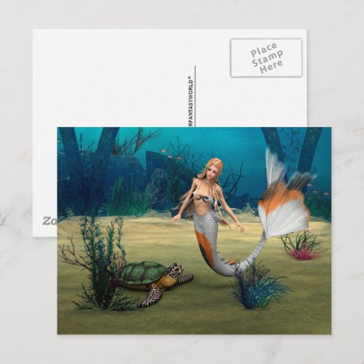 Friends Mermaid und Turtle ポストカード (正面/裏面)