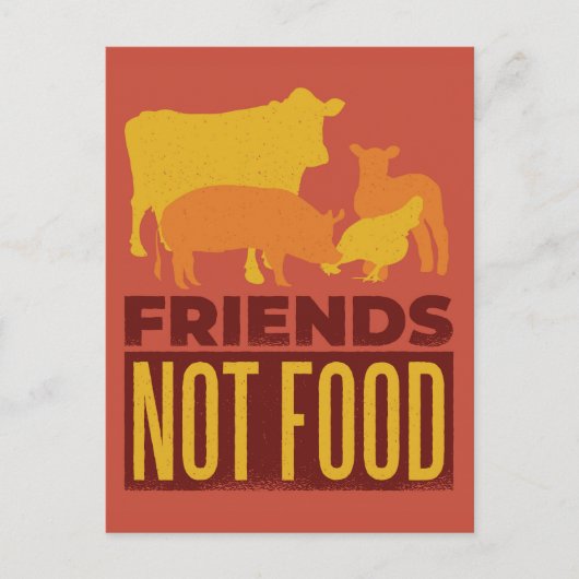 Friends Not Food Farm Animalsはがき ポストカード (正面)