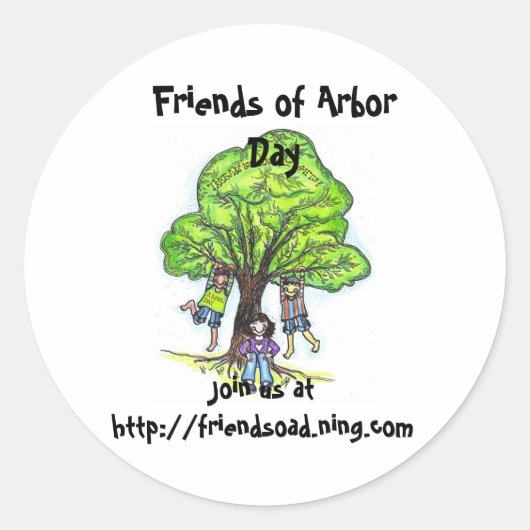 Friends of Arbor Dayステッカー ラウンドシール (正面)