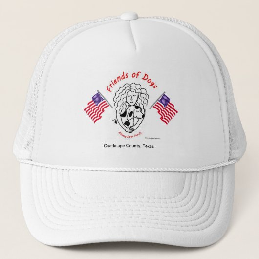 Friends of Dogs Two American Flags Trucker hat キャップ (正面)