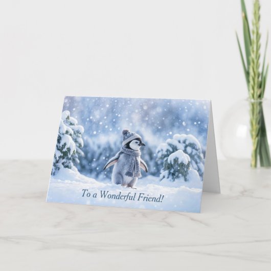 Friends or Friend Happy Holidays Christmas Penguin カード (正面)