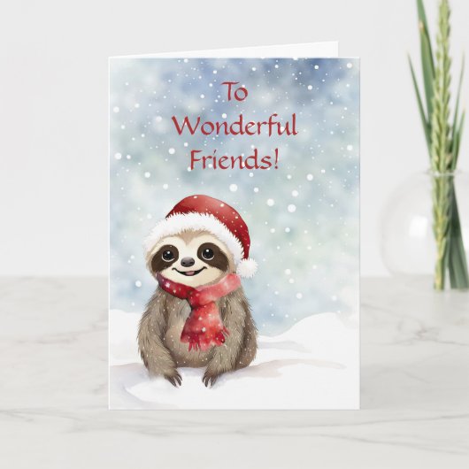 Friends or Friend Happy Holidays Christmas Sloth カード (正面)