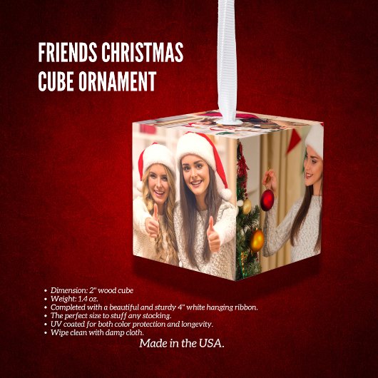 Friends Photo Cubeパーソナライズされたオーナメント キューブオーナメント