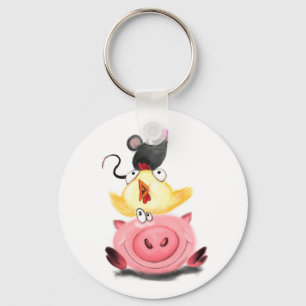 Friends Piggy ChickとMouse Keychain キーホルダー