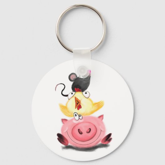 Friends Piggy ChickとMouse Keychain キーホルダー (正面)