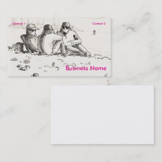 Friends sat on beach drawing 名刺 (正面/裏面)