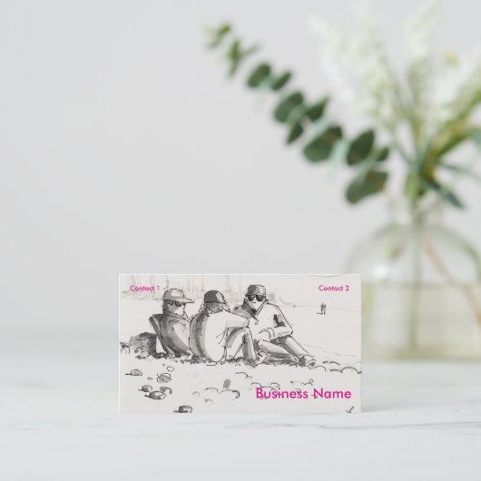 Friends sat on beach drawing 名刺 (スタンド正面)