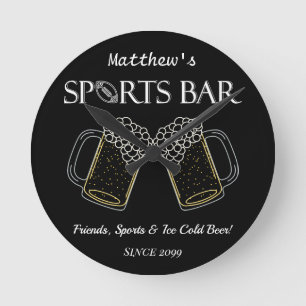 Friends, Sports & Beer – スポーツバーウォールクロック ラウンド壁時計
