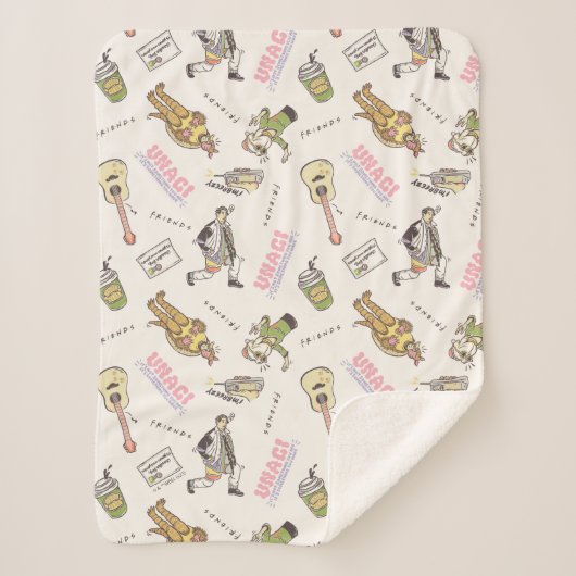 FRIENDS™ Tan Cartoon Pattern シェルパブランケット (正面)
