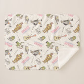 FRIENDS™ Tan Cartoon Pattern シェルパブランケット (正面(横))