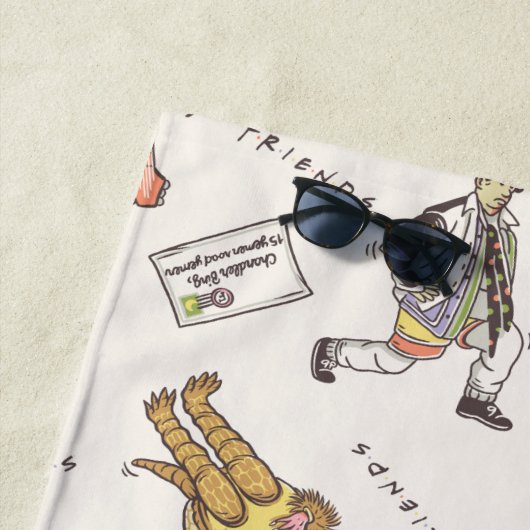 FRIENDS™ Tan Cartoon Pattern ビーチタオル (インサイチュ)