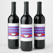 Friends themed colors red blue white design   ワインラベル (ボトル)