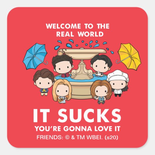 FRIENDS™ | Welcome to the Real World Chibi スクエアシール (正面)
