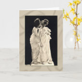 Friends whispering secrets  Victorian image カード (黄色い花)