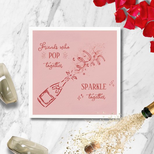 Friends Who Pop Sparkle Galentine Pink スタンダードカクテルナプキン
