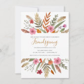 FRIENDSGIVINGの夕食の招待の水彩画の群葉 招待状 (正面)