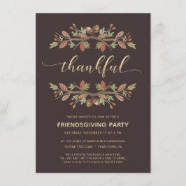 FRIENDSGIVINGの夕食の招待%PIPE%の感謝している群葉 招待状